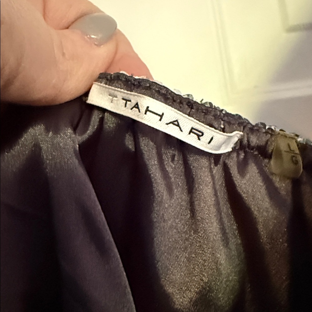 Tahari Metallic Gray/Silver/Blue Top